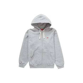 Bluzy Supreme Small Box Drawcord Zip Up Zakapturzony Szare | PL259DN