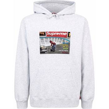 Bluzy Z Kapturem Supreme X Thrasher Logo Print “FW21” Szare | PL455QZ