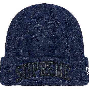 Czapki Supreme New Era® Metallic Arc Beanie Granatowe | PL145EX